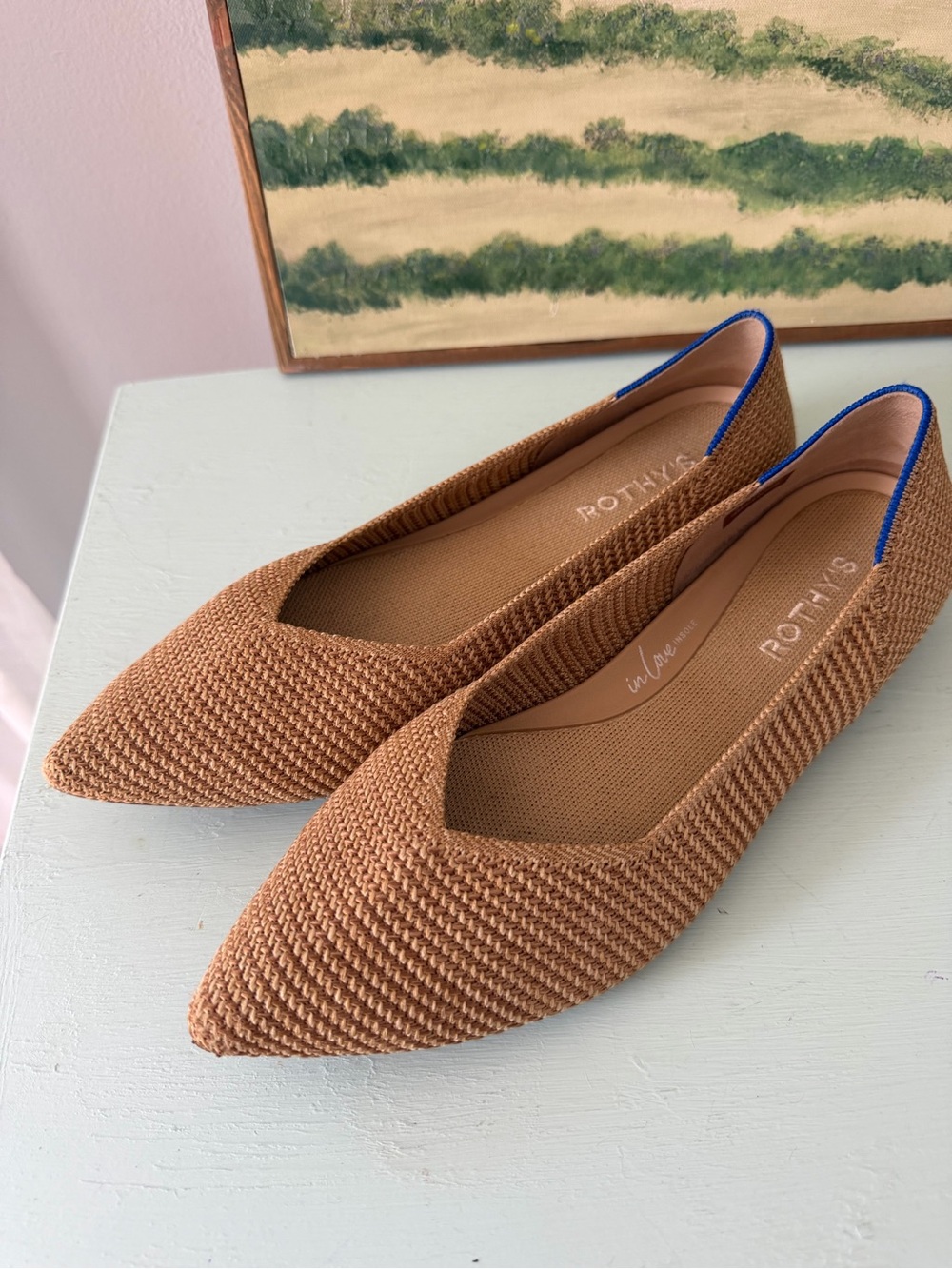 Rothy’s The Point II Pointed Flat Ballet Shoes Tan Size 10.5